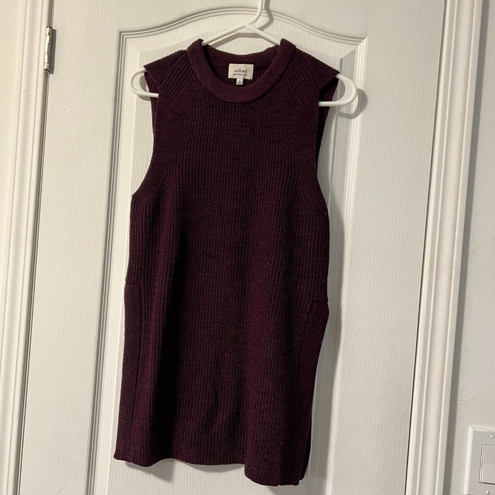 Aritzia Wilfred Palmier Sleeveless Crew Neck Tunic Wool Sweater